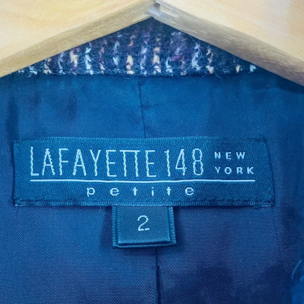 Lafayette 148 Alpaca Wool Bouche Purple Multi Blazer Jacket Petite Size 2 - Picture 8 of 9